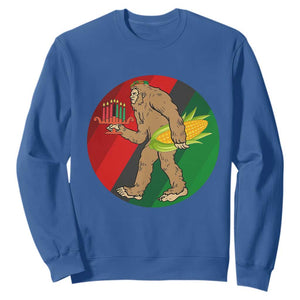 African American Holiday Gift Sweatshirt Retro Sunset Bigfoot With Kwanzaa Candle - Print Your Wear