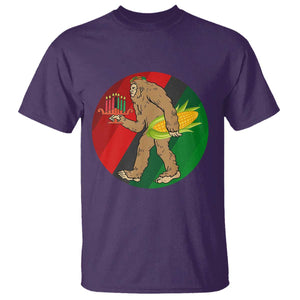 African American Holiday Gift T Shirt Retro Sunset Bigfoot With Kwanzaa Candle TS12 Purple Print Your Wear