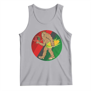 African American Holiday Gift Tank Top Retro Sunset Bigfoot With Kwanzaa Candle - Print Your Wear