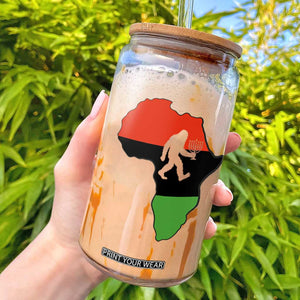 Funny Kwanzaa Bigfoot Lover Glass Can Festival Of Lights African Heritage Gift - Print Your Wear