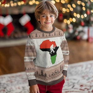 Funny Kwanzaa Bigfoot Lover Ugly Christmas Sweater Festival Of Lights African Heritage Gift TS12 Mocha Mousse Print Your Wear