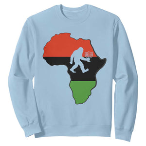 Funny Kwanzaa Bigfoot Lover Sweatshirt Festival Of Lights African Heritage Gift TS12 Light Blue Print Your Wear