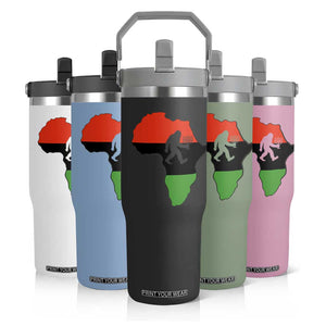 Funny Kwanzaa Bigfoot Lover Flip Straw Tumbler Festival Of Lights African Heritage Gift - Print Your Wear