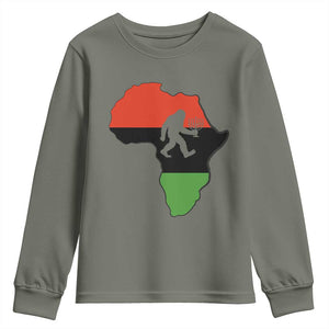 Funny Kwanzaa Bigfoot Lover Youth Sweatshirt Festival Of Lights African Heritage Gift TS12 Military Green Print Your Wear