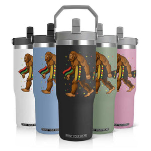 Funny Kwanzaa Bigfoot Lover Flip Straw Tumbler African American Holiday Gift - Print Your Wear