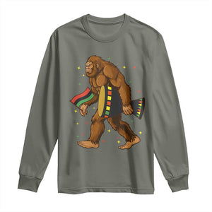 Funny Kwanzaa Bigfoot Lover Long Sleeve Shirt African American Holiday Gift - Print Your Wear