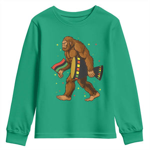 Funny Kwanzaa Bigfoot Lover Youth Sweatshirt African American Holiday Gift TS12 Irish Green Print Your Wear