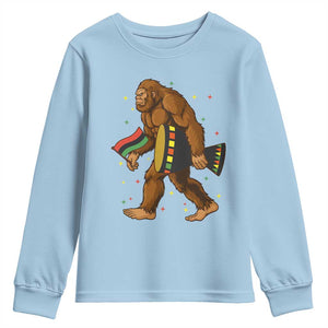 Funny Kwanzaa Bigfoot Lover Youth Sweatshirt African American Holiday Gift TS12 Light Blue Print Your Wear