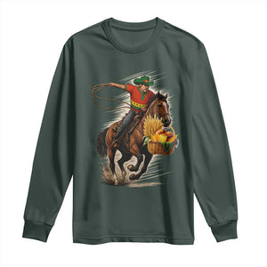 Kwanzaa Cowboy Long Sleeve Shirt Funny African American Festival Gift TS12 Dark Forest Green Print Your Wear