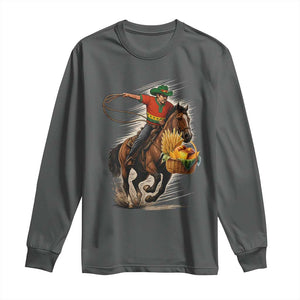 Kwanzaa Cowboy Long Sleeve Shirt Funny African American Festival Gift TS12 Dark Heather Print Your Wear