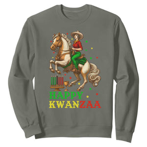 Happy Kwanzaa Cowgirl Sweatshirt Funny African American Festival Gift TS12 Military Green Print Your Wear