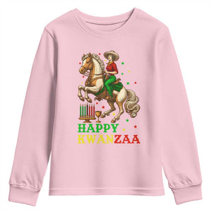Happy Kwanzaa Cowgirl Youth Sweatshirt Funny African American Festival Gift TS12 Light Pink Print Your Wear