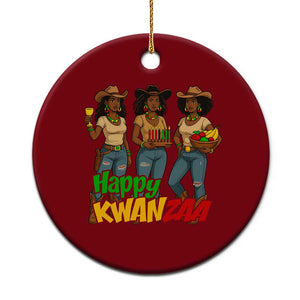Happy Kwanzaa Cowgirl Ceramic Ornament Festival Of Lights African Heritage Gift - Print Your Wear