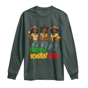 Happy Kwanzaa Cowgirl Long Sleeve Shirt Festival Of Lights African Heritage Gift TS12 Dark Forest Green Print Your Wear