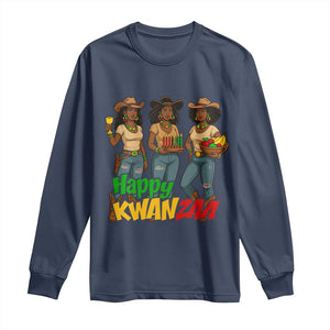 Happy Kwanzaa Cowgirl Long Sleeve Shirt Festival Of Lights African Heritage Gift TS12 Navy Print Your Wear