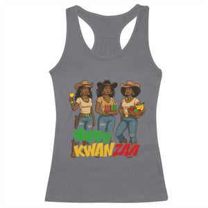 Happy Kwanzaa Cowgirl Racerback Tank Top Festival Of Lights African Heritage Gift TS12 Charcoal Print Your Wear