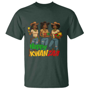 Happy Kwanzaa Cowgirl T Shirt Festival Of Lights African Heritage Gift TS12 Dark Forest Green Print Your Wear