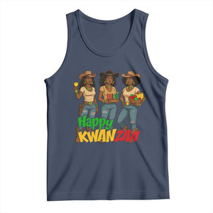 Happy Kwanzaa Cowgirl Tank Top Festival Of Lights African Heritage Gift TS12 Navy Print Your Wear