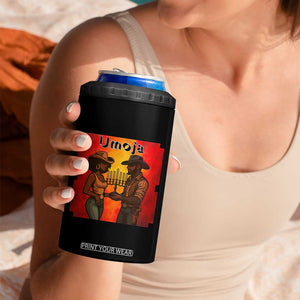 Kwanzaa Umoja Togetherness 4 in 1 Can Cooler Tumbler Cowboy Cowgirl African Heritage Gift - Print Your Wear
