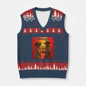 Kwanzaa Umoja Togetherness V-Neck Knit Sweater Vest Cowboy Cowgirl African Heritage Gift TS12 Navy Red Print Your Wear