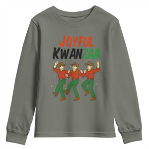Joyful Kwanzaa Cowboy Youth Sweatshirt Festival Of Lights African Heritage Gift TS12 Military Green Print Your Wear