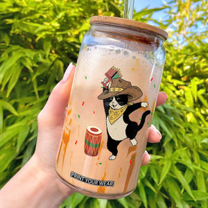 Funny Kwanzaa Cowcat Dance Glass Can Festival Of Lights African Heritage Gift - Print Your Wear