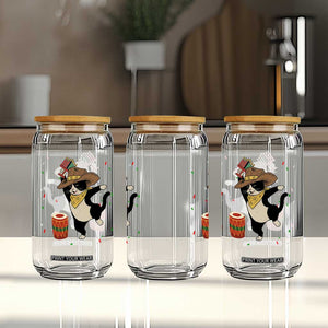 Funny Kwanzaa Cowcat Dance Glass Can Festival Of Lights African Heritage Gift - Print Your Wear