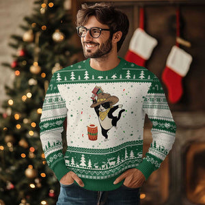 Funny Kwanzaa Cowcat Dance Ugly Christmas Sweater Festival Of Lights African Heritage Gift TS12 Beige Green Print Your Wear