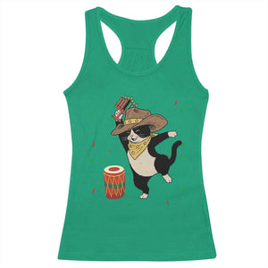 Funny Kwanzaa Cowcat Dance Racerback Tank Top Festival Of Lights African Heritage Gift - Print Your Wear
