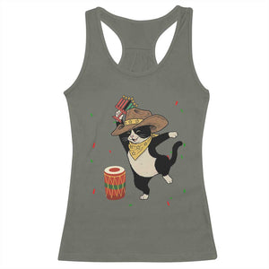 Funny Kwanzaa Cowcat Dance Racerback Tank Top Festival Of Lights African Heritage Gift TS12 Military Green Print Your Wear