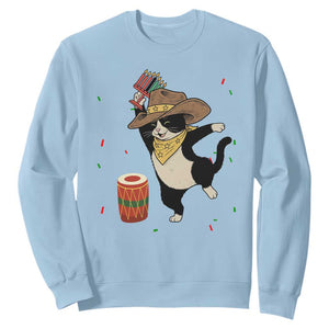 Funny Kwanzaa Cowcat Dance Sweatshirt Festival Of Lights African Heritage Gift TS12 Light Blue Print Your Wear