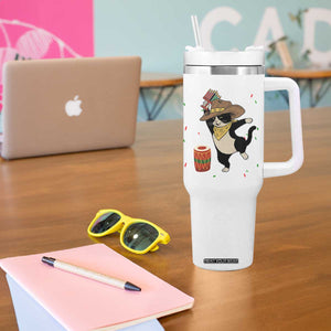 Funny Kwanzaa Cowcat Dance Tumbler With Handle Festival Of Lights African Heritage Gift - Print Your Wear