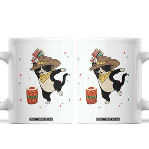 Funny Kwanzaa Cowcat Dance Coffee Mug Festival Of Lights African Heritage Gift TS12 White Print Your Wear