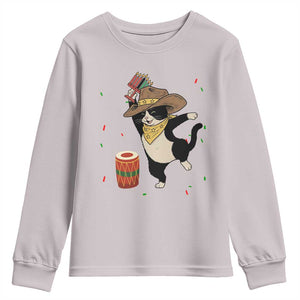 Funny Kwanzaa Cowcat Dance Youth Sweatshirt Festival Of Lights African Heritage Gift TS12 Ice Gray Print Your Wear