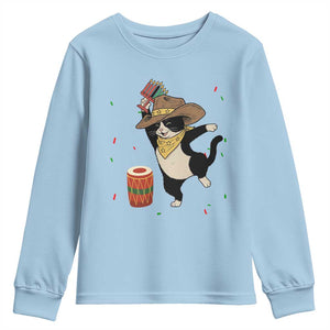 Funny Kwanzaa Cowcat Dance Youth Sweatshirt Festival Of Lights African Heritage Gift TS12 Light Blue Print Your Wear