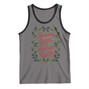 Holiday Lights And Human Rights Tank Top Christmas Activists Freedom Gift TS12 Deep Heather Black Print Your Wear