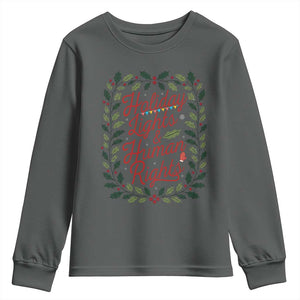 Holiday Lights And Human Rights Youth Sweatshirt Christmas Activists Freedom Gift TS12 Dark Heather Print Your Wear