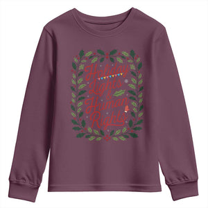 Holiday Lights And Human Rights Youth Sweatshirt Christmas Activists Freedom Gift TS12 Maroon Print Your Wear