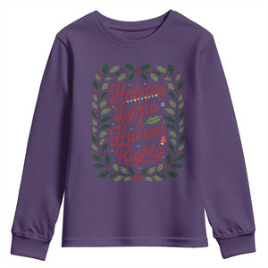 Holiday Lights And Human Rights Youth Sweatshirt Christmas Activists Freedom Gift TS12 Purple Print Your Wear