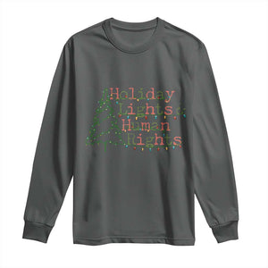 Xmas Holiday Lights And Human Rights Long Sleeve Shirt Equality Supporter Gift TS12 Dark Heather Print Your Wear