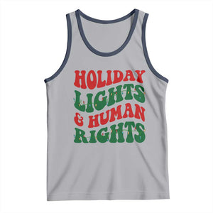 Holiday Lights And Human Rights Tank Top Supporter Gift For Civil Rights TS12 Athletic Heather Navy Print Your Wear