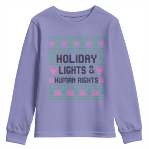 Christmas Lights For Human Rights Youth Sweatshirt Equality Supporter Gift TS12 Violet Print Your Wear