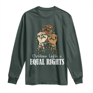 Christmas Lights And Equal Rights Long Sleeve Shirt Diversity Xmas Gift TS12 Dark Forest Green Print Your Wear