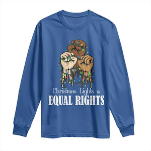 Christmas Lights And Equal Rights Long Sleeve Shirt Diversity Xmas Gift TS12 Royal Blue Print Your Wear