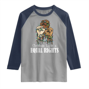 Christmas Lights And Equal Rights Raglan Shirt Diversity Xmas Gift TS12 Sport Gray Navy Print Your Wear