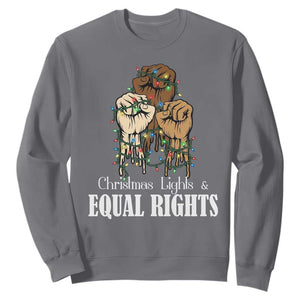 Christmas Lights And Equal Rights Sweatshirt Diversity Xmas Gift TS12 Charcoal Print Your Wear
