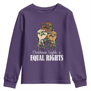 Christmas Lights And Equal Rights Youth Sweatshirt Diversity Xmas Gift TS12 Purple Print Your Wear