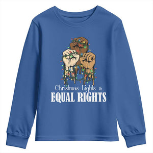 Christmas Lights And Equal Rights Youth Sweatshirt Diversity Xmas Gift TS12 Royal Blue Print Your Wear