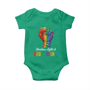 Christmas Lights Equal Rights Baby Onesie LGBT Hands Supporter Gift TS12 Irish Green Print Your Wear