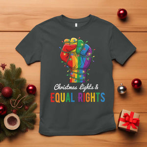 Christmas Lights Equal Rights T Shirt LGBT Hands Supporter Gift TS12 Dark Heather Print Your Wear